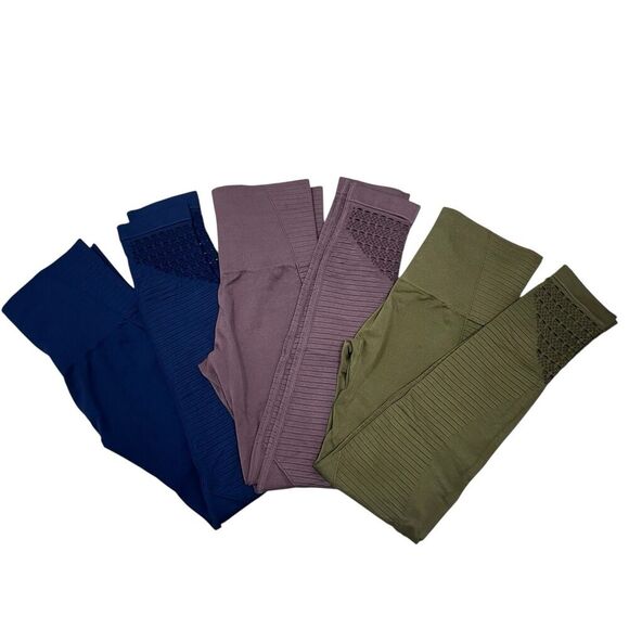 Vital Seamless Leggings Bundle Of 3 Blue, Purple Green High Waist Women’s Size S - Picture 11 of 11